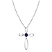 Dazzlingrock Collection 4mm Round Blue Sapphire Solitaire Twisted Criss Cross Pendant with 18 inch Gold Chain for Women in 18K White Gold