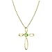 Dazzlingrock Collection 4mm Round Peridot Solitaire Twisted Criss Cross Pendant with 18 inch Gold Chain for Women in 14K Yellow Gold
