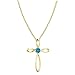 Dazzlingrock Collection 4mm Round Blue Topaz Solitaire Twisted Criss Cross Pendant with 18 inch Gold Chain for Women in 10K Yellow Gold
