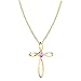 Dazzlingrock Collection 4mm Round Pink Sapphire Solitaire Twisted Criss Cross Pendant with 18 inch Gold Chain for Women in 18K Yellow Gold