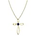 Dazzlingrock Collection 4mm Round Blue Sapphire Solitaire Twisted Criss Cross Pendant with 18 inch Gold Chain for Women in 10K Yellow Gold