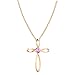 Dazzlingrock Collection 4mm Round Pink Sapphire Solitaire Twisted Criss Cross Pendant with 18 inch Gold Chain for Women in 10K Rose Gold