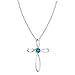 Dazzlingrock Collection 4mm Round Blue Topaz Solitaire Twisted Criss Cross Pendant with 18 inch Gold Chain for Women in 14K White Gold