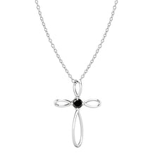 Load image into Gallery viewer, Dazzlingrock Collection 4mm Round Black Diamond Solitaire Twisted Criss Cross Pendant with 18 inch Silver Chain for Women (0.25 ctw, Color Black, Clarity Opaque) in 18K White Gold
