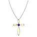 Dazzlingrock Collection 4mm Round Amethyst Solitaire Twisted Criss Cross Pendant with 18 inch Silver Chain for Women in 18K Yellow Gold
