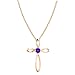 Load image into Gallery viewer, Dazzlingrock Collection 4mm Round Amethyst Solitaire Twisted Criss Cross Pendant with 18 inch Gold Chain for Women in 14K Rose Gold
