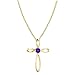 Dazzlingrock Collection 4mm Round Amethyst Solitaire Twisted Criss Cross Pendant with 18 inch Gold Chain for Women in 18K Yellow Gold