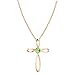 Dazzlingrock Collection 4mm Round Peridot Solitaire Twisted Criss Cross Pendant with 18 inch Gold Chain for Women in 14K Rose Gold