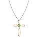 Dazzlingrock Collection 4mm Round Peridot Solitaire Twisted Criss Cross Pendant with 18 inch Silver Chain for Women in 14K Rose Gold