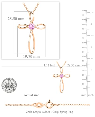 Dazzlingrock Collection 4mm Round Pink Sapphire Solitaire Twisted Criss Cross Pendant with 18 inch Gold Chain for Women in 14K Rose Gold