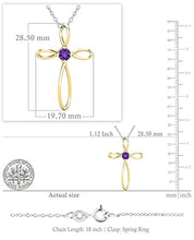 Load image into Gallery viewer, Dazzlingrock Collection 4mm Round Amethyst Solitaire Twisted Criss Cross Pendant with 18 inch Silver Chain for Women in 18K Yellow Gold
