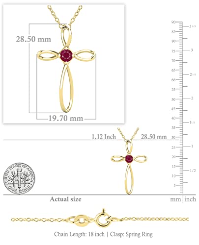 Dazzlingrock Collection 4mm Round Ruby Solitaire Twisted Criss Cross Pendant with 18 inch Gold Chain for Women in 10K Yellow Gold