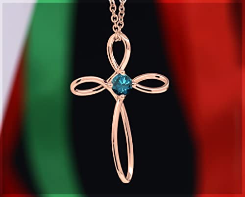 Dazzlingrock Collection 4mm Round Blue Diamond Solitaire Twisted Criss Cross Pendant with 18 inch Gold Chain for Women (0.25 ctw, Color Blue, Clarity I2-I3) in 14K Rose Gold