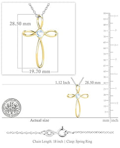 Dazzlingrock Collection 4mm Round Aquamarine Solitaire Twisted Criss Cross Pendant with 18 inch Silver Chain for Women in 18K Yellow Gold