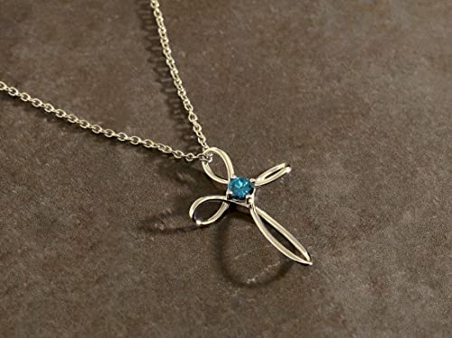 Dazzlingrock Collection 4mm Round Blue Diamond Solitaire Twisted Criss Cross Pendant with 18 inch Gold Chain for Women (0.25 ctw, Color Blue, Clarity I2-I3) in 18K Yellow Gold