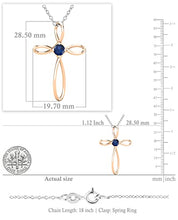 Load image into Gallery viewer, Dazzlingrock Collection 4mm Round Blue Sapphire Solitaire Twisted Criss Cross Pendant with 18 inch Silver Chain for Women in 10K Rose Gold
