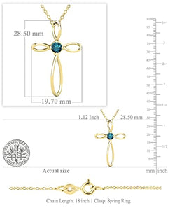 Dazzlingrock Collection 4mm Round Blue Diamond Solitaire Twisted Criss Cross Pendant with 18 inch Gold Chain for Women (0.25 ctw, Color Blue, Clarity I2-I3) in 18K Yellow Gold