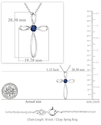 Dazzlingrock Collection 4mm Round Blue Sapphire Solitaire Twisted Criss Cross Pendant with 18 inch Gold Chain for Women in 14K White Gold