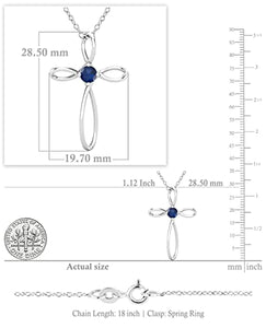 Dazzlingrock Collection 4mm Round Blue Sapphire Solitaire Twisted Criss Cross Pendant with 18 inch Gold Chain for Women in 18K White Gold