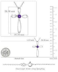 Dazzlingrock Collection 4mm Round Amethyst Solitaire Twisted Criss Cross Pendant with 18 inch Silver Chain for Women in 10K White Gold