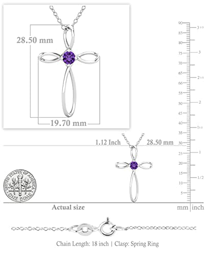 Dazzlingrock Collection 4mm Round Amethyst Solitaire Twisted Criss Cross Pendant with 18 inch Silver Chain for Women in 10K White Gold