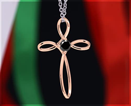 Dazzlingrock Collection 4mm Round Black Diamond Solitaire Twisted Criss Cross Pendant with 18 inch Silver Chain for Women (0.25 ctw, Color Black, Clarity Opaque) in 10K Rose Gold