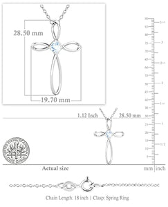 Dazzlingrock Collection 4mm Round Aquamarine Solitaire Twisted Criss Cross Pendant with 18 inch Gold Chain for Women in 10K White Gold