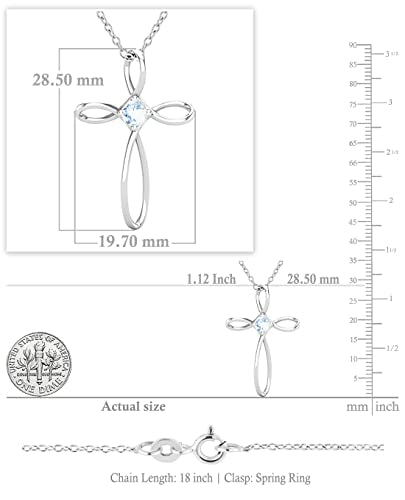 Dazzlingrock Collection 4mm Round Aquamarine Solitaire Twisted Criss Cross Pendant with 18 inch Gold Chain for Women in 10K White Gold