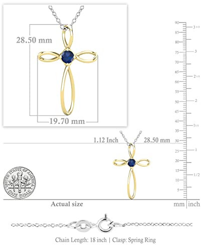 Dazzlingrock Collection 4mm Round Blue Sapphire Solitaire Twisted Criss Cross Pendant with 18 inch Silver Chain for Women in 14K Yellow Gold