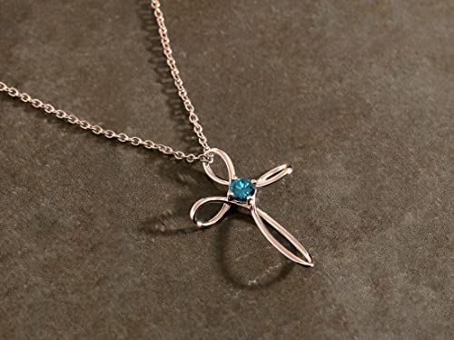 Dazzlingrock Collection 4mm Round Blue Diamond Solitaire Twisted Criss Cross Pendant with 18 inch Gold Chain for Women (0.25 ctw, Color Blue, Clarity I2-I3) in 10K Rose Gold