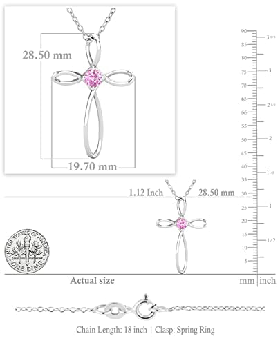 Dazzlingrock Collection 4mm Round Pink Sapphire Solitaire Twisted Criss Cross Pendant with 18 inch Gold Chain for Women in 10K White Gold