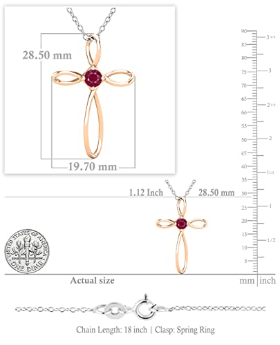 Dazzlingrock Collection 4mm Round Ruby Solitaire Twisted Criss Cross Pendant with 18 inch Silver Chain for Women in 18K Rose Gold