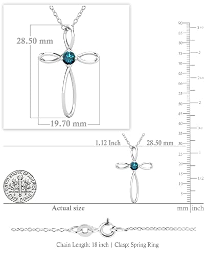 Dazzlingrock Collection 4mm Round Blue Diamond Solitaire Twisted Criss Cross Pendant with 18 inch Silver Chain for Women (0.25 ctw, Color Blue, Clarity I2-I3) in 18K White Gold
