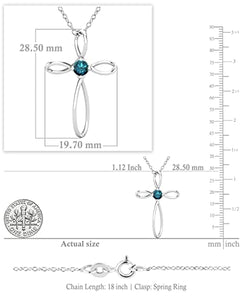 Dazzlingrock Collection 4mm Round Blue Diamond Solitaire Twisted Criss Cross Pendant with 18 inch Gold Chain for Women (0.25 ctw, Color Blue, Clarity I2-I3) in 10K White Gold