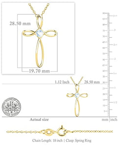 Dazzlingrock Collection 4mm Round Aquamarine Solitaire Twisted Criss Cross Pendant with 18 inch Gold Chain for Women in 10K Yellow Gold