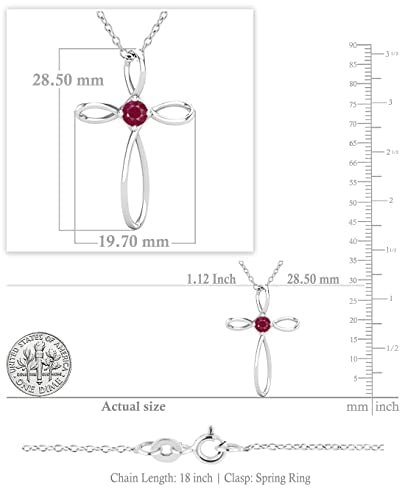 Dazzlingrock Collection 4mm Round Ruby Solitaire Twisted Criss Cross Pendant with 18 inch Gold Chain for Women in 18K White Gold