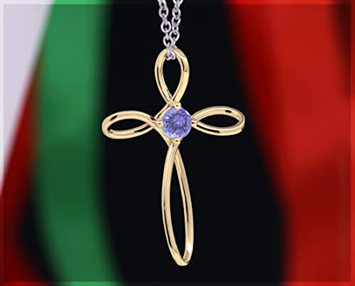 Dazzlingrock Collection 4mm Round Tanzanite Solitaire Twisted Criss Cross Pendant with 18 inch Silver Chain for Women in 18K Yellow Gold