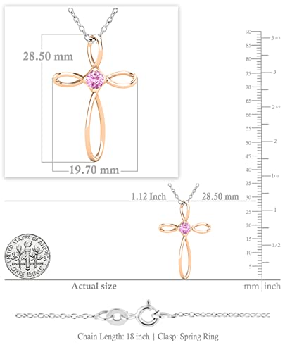 Dazzlingrock Collection 4mm Round Pink Sapphire Solitaire Twisted Criss Cross Pendant with 18 inch Silver Chain for Women in 10K Rose Gold