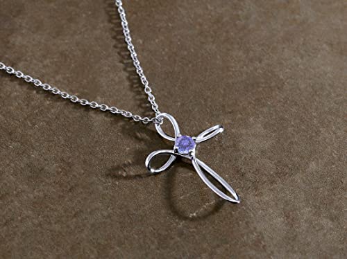 Dazzlingrock Collection 4mm Round Tanzanite Solitaire Twisted Criss Cross Pendant with 18 inch Silver Chain for Women in 14K White Gold
