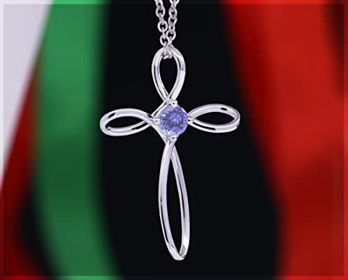 Dazzlingrock Collection 4mm Round Tanzanite Solitaire Twisted Criss Cross Pendant with 18 inch Silver Chain for Women in 18K White Gold