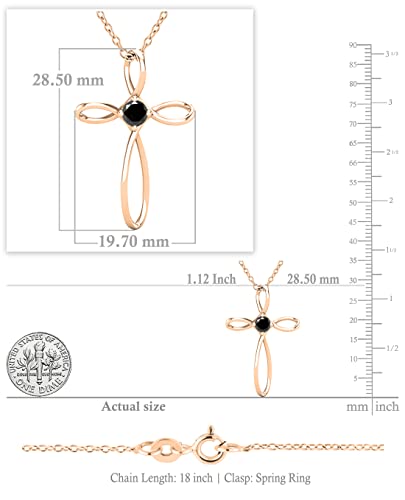 Dazzlingrock Collection 4mm Round Black Diamond Solitaire Twisted Criss Cross Pendant with 18 inch Gold Chain for Women (0.25 ctw, Color Black, Clarity Opaque) in 14K Rose Gold