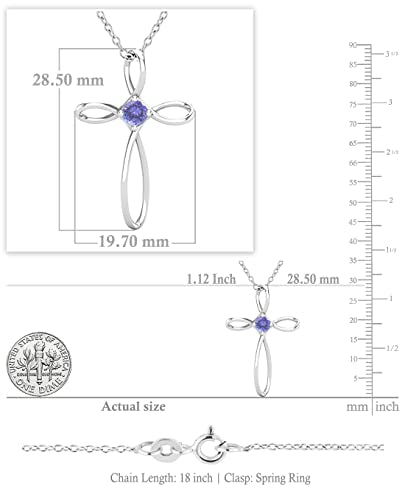 Dazzlingrock Collection 4mm Round Tanzanite Solitaire Twisted Criss Cross Pendant with 18 inch Silver Chain for Women in 10K White Gold