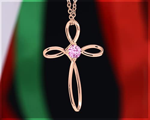 Dazzlingrock Collection 4mm Round Pink Sapphire Solitaire Twisted Criss Cross Pendant with 18 inch Gold Chain for Women in 18K Rose Gold
