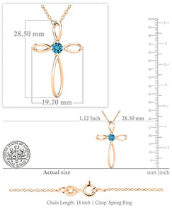 Dazzlingrock Collection 4mm Round Blue Topaz Solitaire Twisted Criss Cross Pendant with 18 inch Gold Chain for Women in 10K Rose Gold