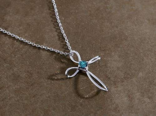 Dazzlingrock Collection 4mm Round Blue Diamond Solitaire Twisted Criss Cross Pendant with 18 inch Silver Chain for Women (0.25 ctw, Color Blue, Clarity I2-I3) in 14K White Gold