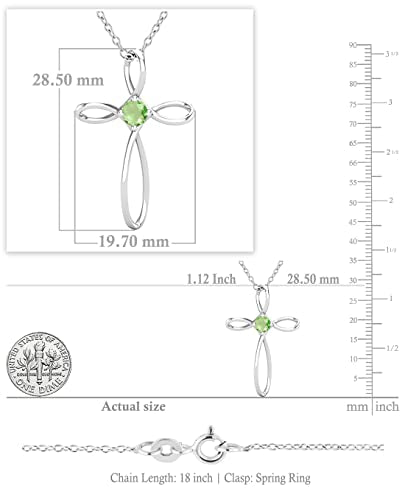 Dazzlingrock Collection 4mm Round Peridot Solitaire Twisted Criss Cross Pendant with 18 inch Gold Chain for Women in 10K White Gold