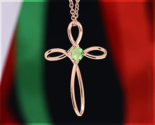 Dazzlingrock Collection 4mm Round Peridot Solitaire Twisted Criss Cross Pendant with 18 inch Gold Chain for Women in 10K Rose Gold