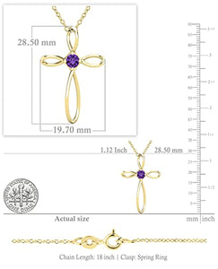 Dazzlingrock Collection 4mm Round Amethyst Solitaire Twisted Criss Cross Pendant with 18 inch Gold Chain for Women in 18K Yellow Gold