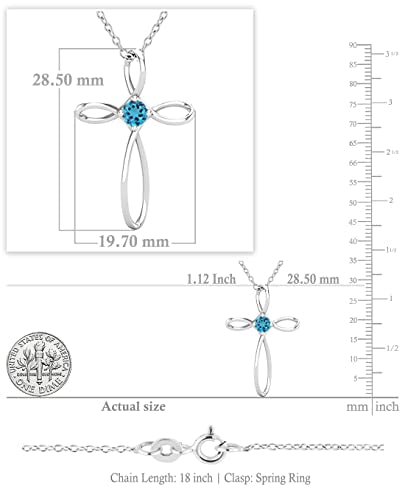 Dazzlingrock Collection 4mm Round Blue Topaz Solitaire Twisted Criss Cross Pendant with 18 inch Gold Chain for Women in 18K White Gold