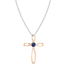 Load image into Gallery viewer, Dazzlingrock Collection 4mm Round Blue Sapphire Solitaire Twisted Criss Cross Pendant with 18 inch Silver Chain for Women in 10K Rose Gold
